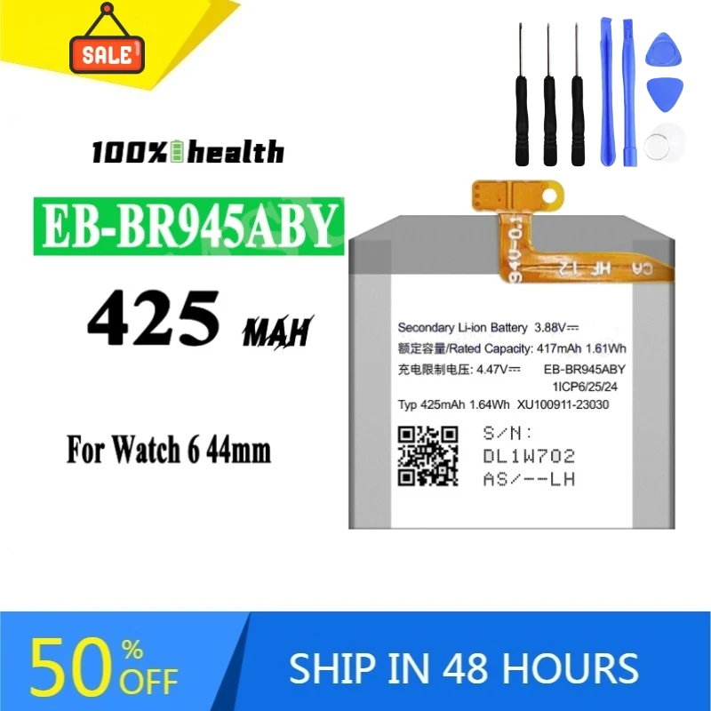 EB-BR945ABY 425mAh Watch Battery for Samsung Watch 6 44mm R940 Model Lithium Rechargeable Battery
EB-BR945ABY 425mAh Watch Battery for Samsung Watch 6 44mm R940 Model Lithium Rechargeable Battery