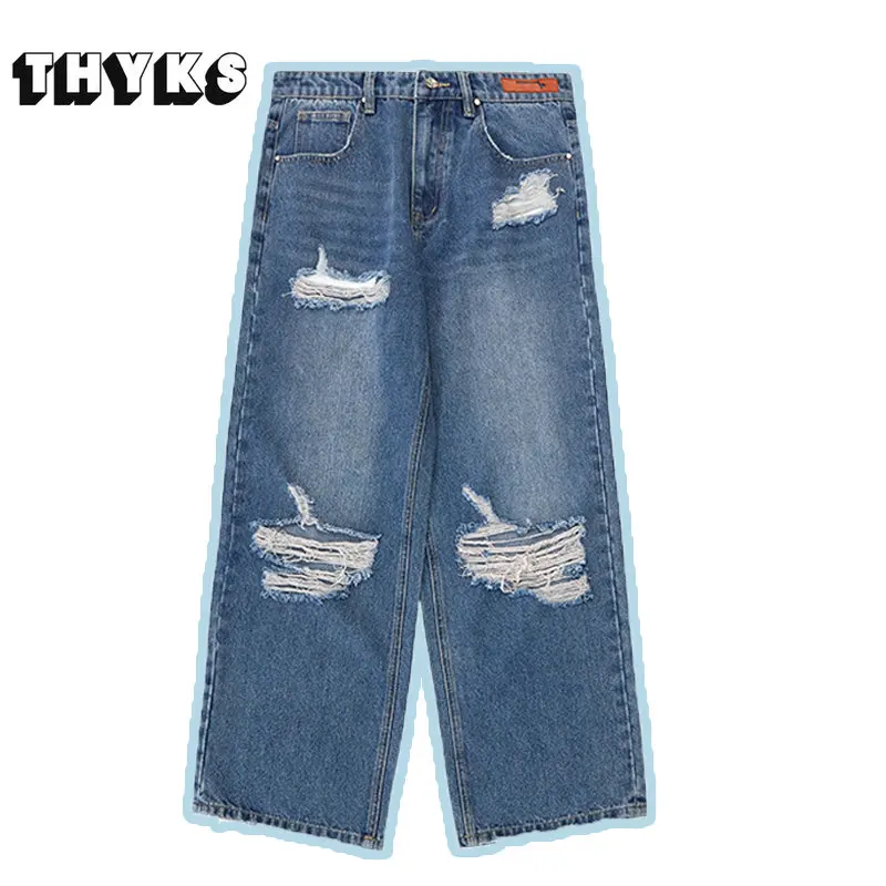 New Men's Baggy Ripped Wash Distressed Jeans American Retro High Street Wide Leg Pants Men Streetwear Denim Trousers Oversize
New Men's Baggy Ripped Wash Distressed Jeans American Retro High Street Wide Leg Pants Men Streetwear Denim Trousers Oversize