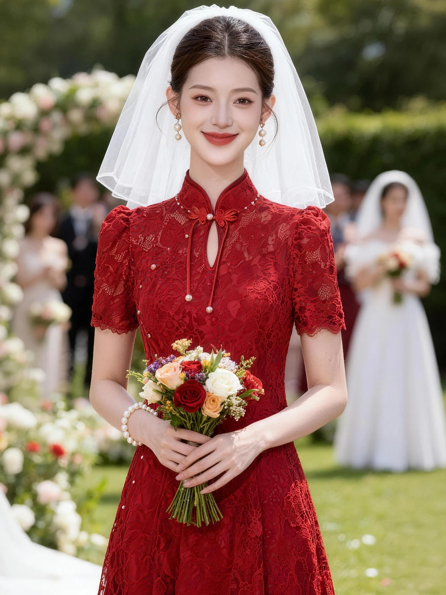 Red Lace Engagement Dr New Chinese Sle Wedding Dr ort Sve Floor Length Pearl Embellied Bridal Gown
Red Lace Engagement Dr New Chinese Sle Wedding Dr ort Sve Floor Length Pearl Embellied Bridal Gown