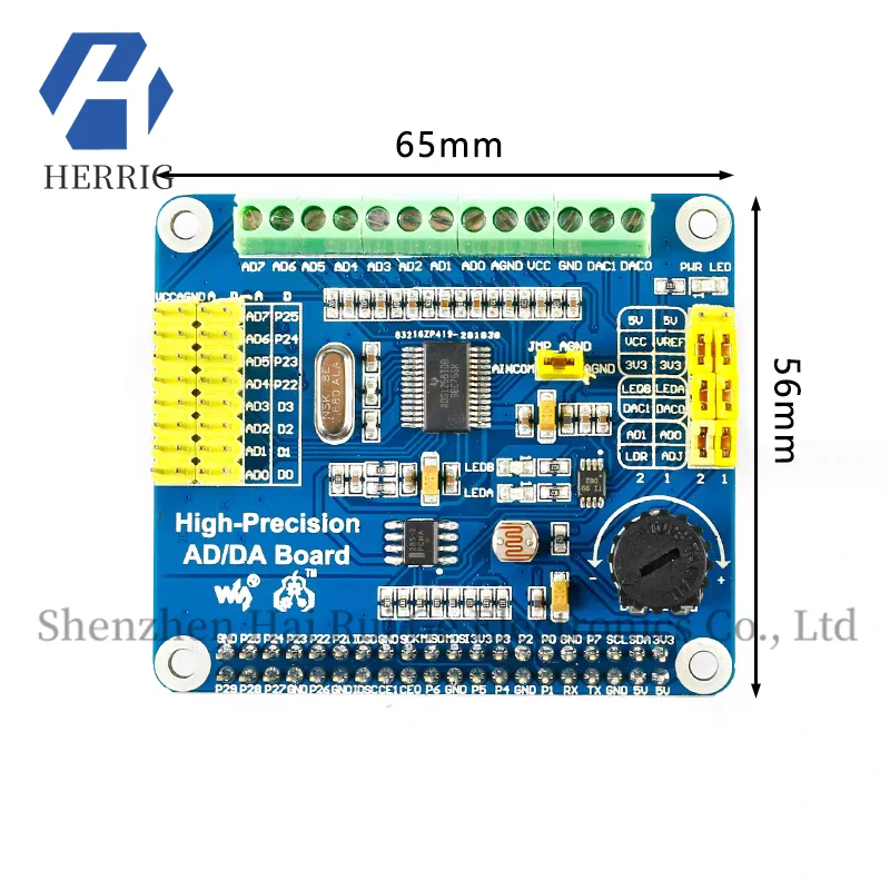 Raspberry Pi 3B/4B High-Precision AD/DA Analog/Digital Module Expansion Board DAC8532 ADS1256
Raspberry Pi 3B/4B High-Precision AD/DA Analog/Digital Module Expansion Board DAC8532 ADS1256