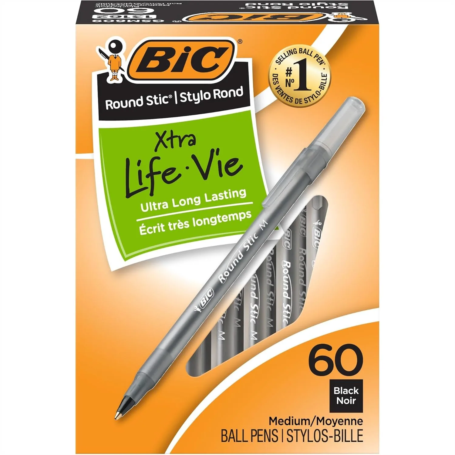 60-Pack BIC Round Stic Xtra Life Ballpoint Pens, Ultra Long Lasting Black Ink, Smooth Writing, Office School Supplies
60-Pack BIC Round Stic Xtra Life Ballpoint Pens, Ultra Long Lasting Black Ink, Smooth Writing, Office School Supplies