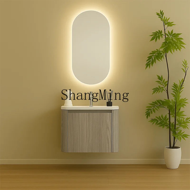 FG waterproof ceramic basin integrated bathroom cabinet set rounded corner bathroom vanity wall hanging space saving
FG waterproof ceramic basin integrated bathroom cabinet set rounded corner bathroom vanity wall hanging space saving