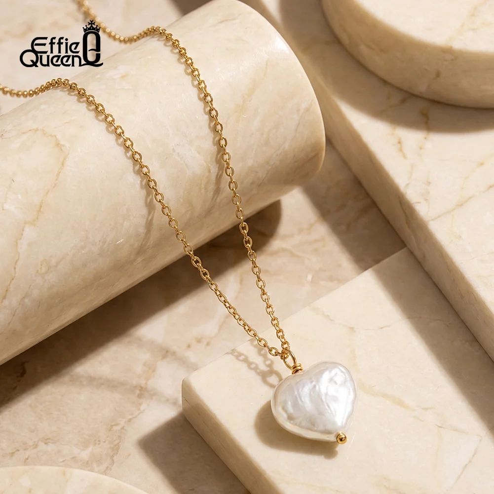 EFFIE QUEEN 925 Silver Natural Pearl Love Heart Pendant Choker Necklace Chain Minimalist Jewelry Women's Holiday Gift GPN115
EFFIE QUEEN 925 Silver Natural Pearl Love Heart Pendant Choker Necklace Chain Minimalist Jewelry Women's Holiday Gift GPN115