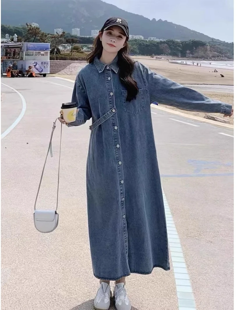 2025 Autumn New Style Retro Temperament Long Sleeve Denim Dress, Loose Single-breasted Casual Shirt Type Long Dress for Women
2025 Autumn New Style Retro Temperament Long Sleeve Denim Dress, Loose Single-breasted Casual Shirt Type Long Dress for Women