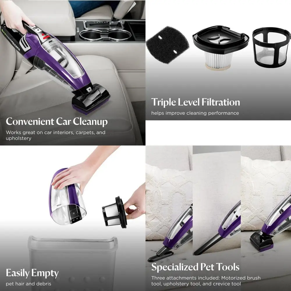 Cordless Lithium-Ion Pet Hair Vacuum Cleaner, Portable for Home and Car, Easy Empty, with Tools Included
Cordless Lithium-Ion Pet Hair Vacuum Cleaner, Portable for Home and Car, Easy Empty, with Tools Included
