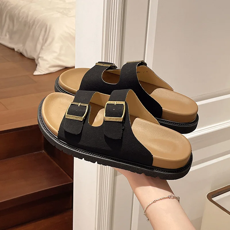 High Quality Wholesale Men Buckle Straps Cork Rubber Sole Sandals with Comfortable Cow Suede Foot Bed Slippers
High Quality Wholesale Men Buckle Straps Cork Rubber Sole Sandals with Comfortable Cow Suede Foot Bed Slippers