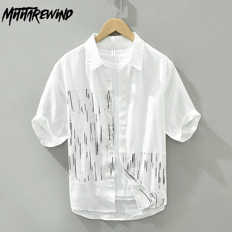Harajuku Fashion Short Sleeve Men's Shirts Summer Beach Casual Breathable Pure Linen Shirt Stripe Printed Shirt Lazy Style Tops
Harajuku Fashion Short Sleeve Men's Shirts Summer Beach Casual Breathable Pure Linen Shirt Stripe Printed Shirt Lazy Style Tops