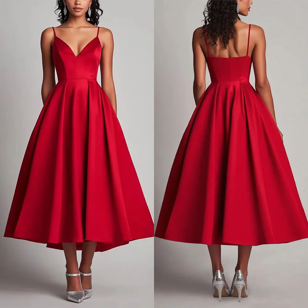 Customized Thin Suspenders Sleeveless Ankle Length Red V-neck Elegant Dress Women for Wedding Party Платье Корейский Стиль Robe
Customized Thin Suspenders Sleeveless Ankle Length Red V-neck Elegant Dress Women for Wedding Party Платье Корейский Стиль Robe