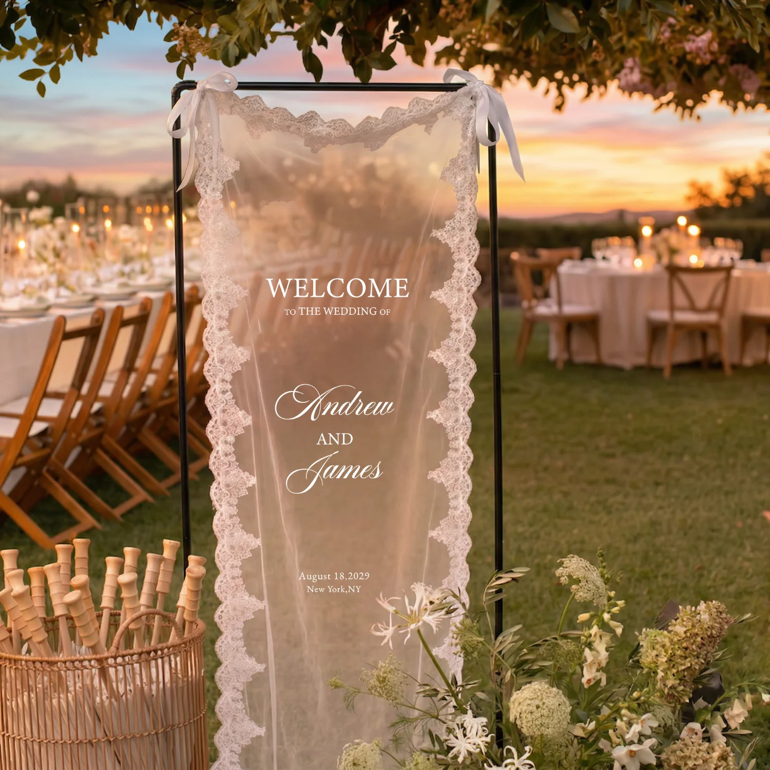Custom Wedding Welcome Sign Lace Fabric Sign Personalized Welcome Banner for Wedding Engagement Shower Party Outdoor Decor
Custom Wedding Welcome Sign Lace Fabric Sign Personalized Welcome Banner for Wedding Engagement Shower Party Outdoor Decor