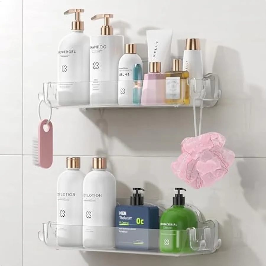2 Pack Acrylic Shower Caddy Adhesive No Drilling Bathroom Shower Organizers with 4 Removable Hooks Wall Mounted Shower Shelves
2 Pack Acrylic Shower Caddy Adhesive No Drilling Bathroom Shower Organizers with 4 Removable Hooks Wall Mounted Shower Shelves