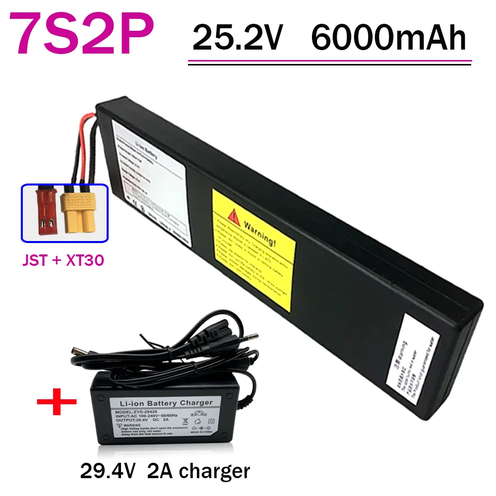 7S2P 25.2V 6000mAh 18650 Lithium-ion Rechargeable Battery Pack 151.2Wh For 29.4V Electric Scooter Battery
7S2P 25.2V 6000mAh 18650 Lithium-ion Rechargeable Battery Pack 151.2Wh For 29.4V Electric Scooter Battery