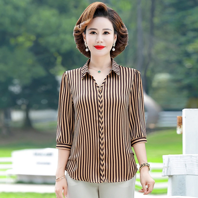 Striped Print Elegant Korean Fashion Office Lady Business Casual Shirt Spring Autumn Three QuarteTop Blouse Women Blusas Clothes
Striped Print Elegant Korean Fashion Office Lady Business Casual Shirt Spring Autumn Three QuarteTop Blouse Women Blusas Clothes