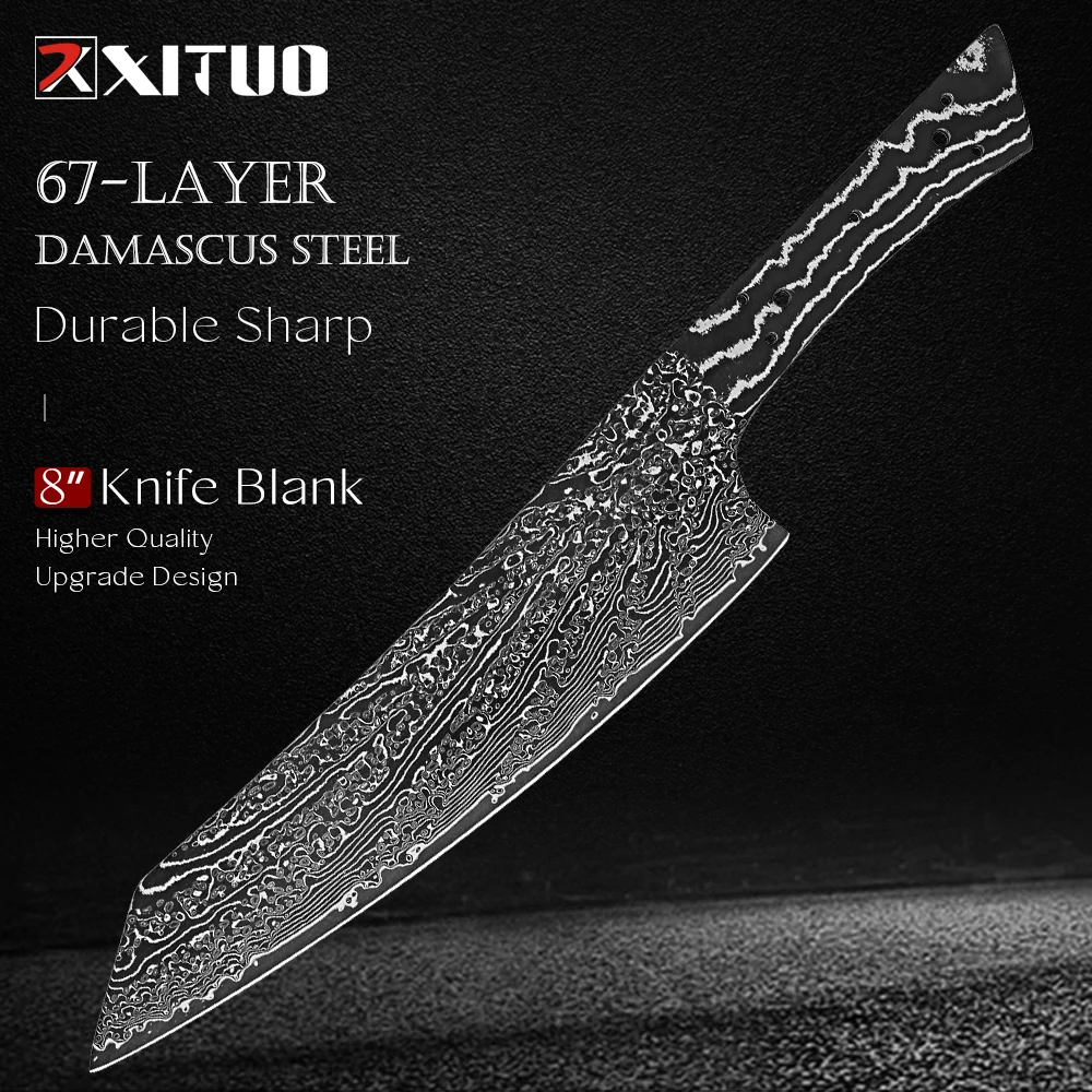 Damascus Steel Knife Blank Black Blade 8inch DIY Handmade Custom Blank Heat-treated Sharp Edge Full Tang Integral Chef Knives
Damascus Steel Knife Blank Black Blade 8inch DIY Handmade Custom Blank Heat-treated Sharp Edge Full Tang Integral Chef Knives