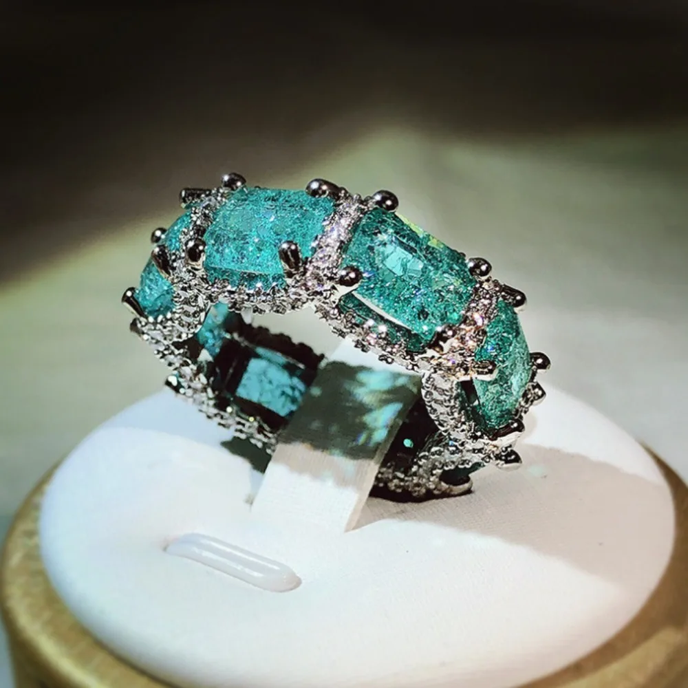 Simulated Gemstone Ring, High-end Jewelry Set with Aquamarine Gemstone Topaz Ring Fashion Wedding Jewelry Gift
Simulated Gemstone Ring, High-end Jewelry Set with Aquamarine Gemstone Topaz Ring Fashion Wedding Jewelry Gift