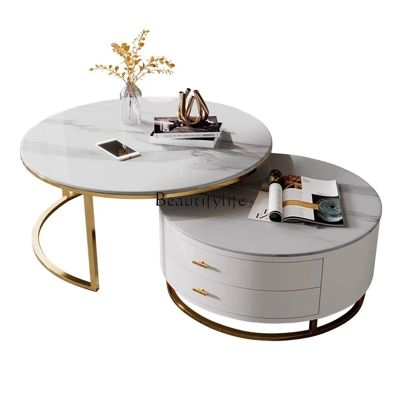 Italian light luxury rock slab coffee table brown glass household round combination retractable Nordic simple modern small
Italian light luxury rock slab coffee table brown glass household round combination retractable Nordic simple modern small
