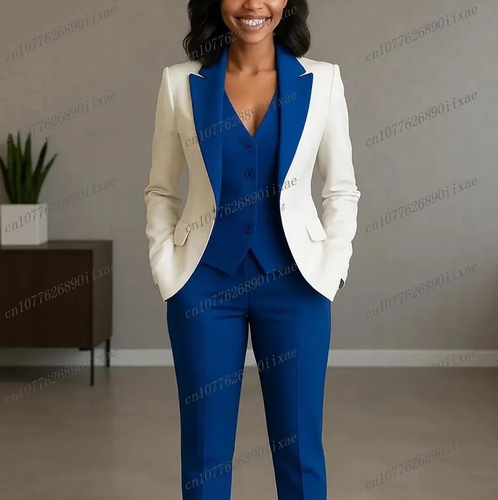 New White And Blue Women Suits Lady Business Office Tuxedos Mother Wedding Party Formal Ladies 3 Piece Set Jacket Vest Pants
New White And Blue Women Suits Lady Business Office Tuxedos Mother Wedding Party Formal Ladies 3 Piece Set Jacket Vest Pants