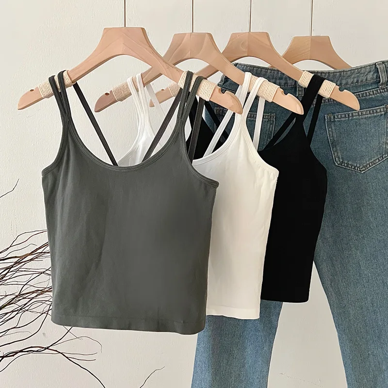 New Cross Camisole for Women with Chest Pad All-in-one Slim Fit Bottoming Seamless Back Korean Fashion Clothing Drop Shipping
New Cross Camisole for Women with Chest Pad All-in-one Slim Fit Bottoming Seamless Back Korean Fashion Clothing Drop Shipping