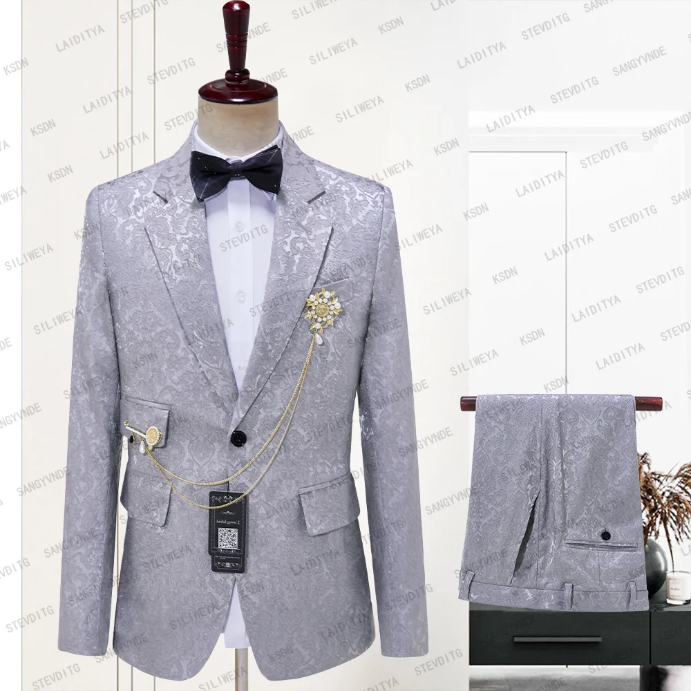 2023 Latest Grey Jacquard Floral Coat Design Men Suits Tailor-Made Tuxedo 2 Pieces Blazer Wedding Party Groom Costume Homme
2023 Latest Grey Jacquard Floral Coat Design Men Suits Tailor-Made Tuxedo 2 Pieces Blazer Wedding Party Groom Costume Homme