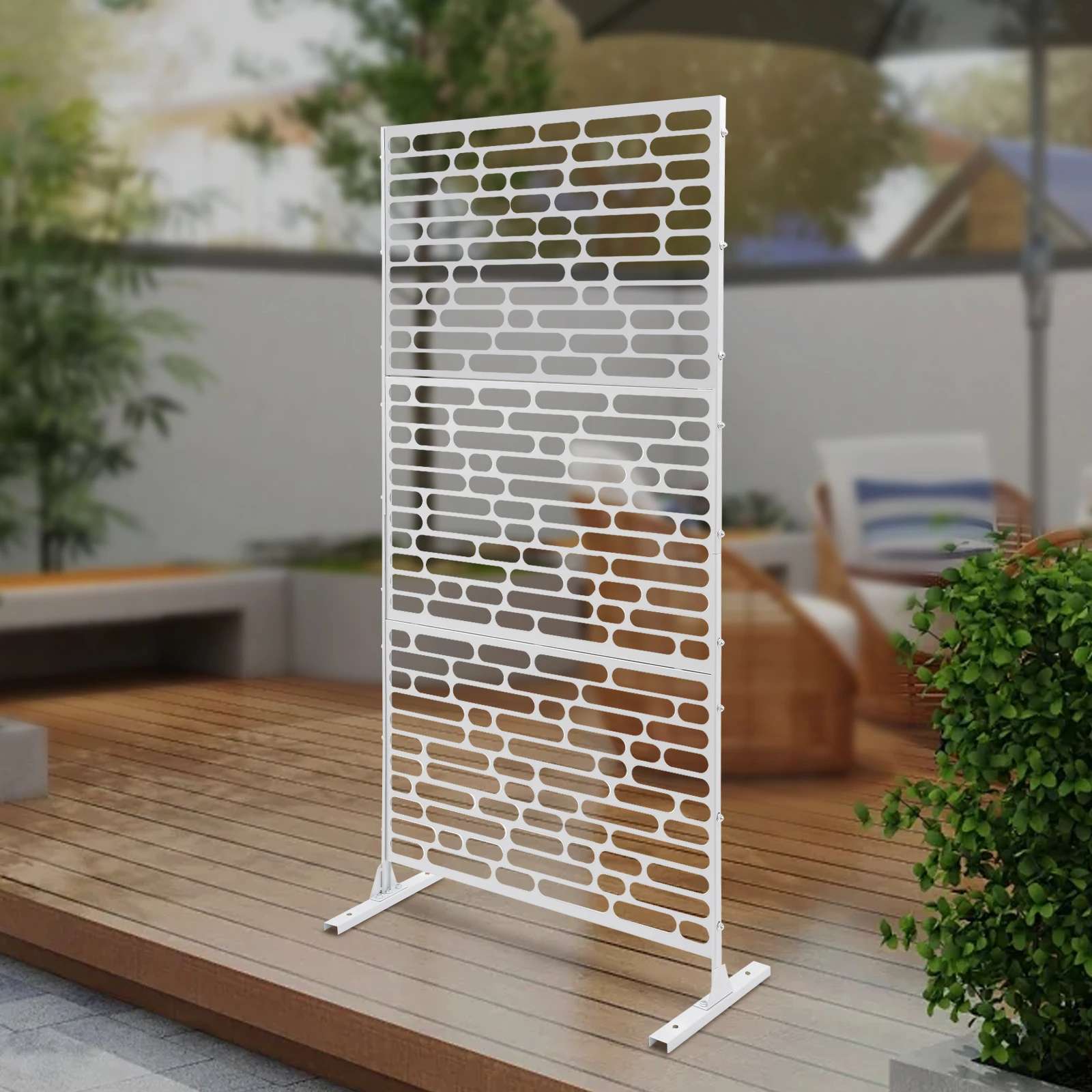 90*40*190cm Outdoor Privacy Fence Screen, White Outdoor Decorative Panels, Freestanding Privacy Screen Fence Panels
90*40*190cm Outdoor Privacy Fence Screen, White Outdoor Decorative Panels, Freestanding Privacy Screen Fence Panels
