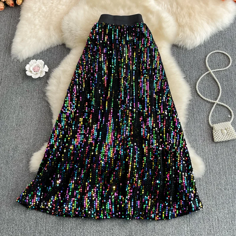 Shiny Colorful Sequins Maxi Skirt Women 2023 New Korean Fashion Aesthetic A Line High Waist Long Skirt Female Jupe Femme
Shiny Colorful Sequins Maxi Skirt Women 2023 New Korean Fashion Aesthetic A Line High Waist Long Skirt Female Jupe Femme
