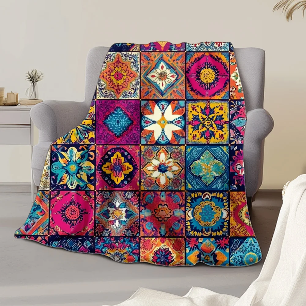 Ультра-мягкое богемное шикарное фланелевое одеяло — яркий лоскутный дизайн с цветочным и геометрическим узором синего, красного, желтого цвета.
Ультра-мягкое богемное шикарное фланелевое одеяло — яркий лоскутный дизайн с цветочным и геометрическим узором синего, красного, желтого цвета.