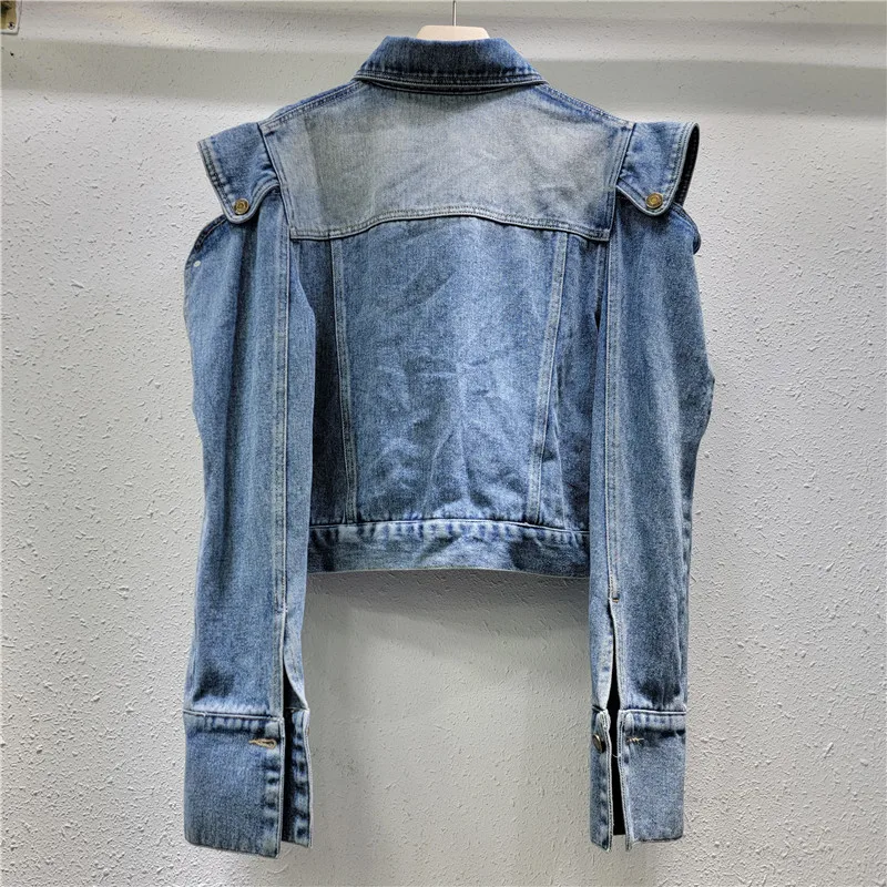 New Trendy Women's Ruffled Edge Off-shoulder Design Denim Coat Autumn Fashion Lapel Long Sleeve Jacket Female Outwear
New Trendy Women's Ruffled Edge Off-shoulder Design Denim Coat Autumn Fashion Lapel Long Sleeve Jacket Female Outwear
