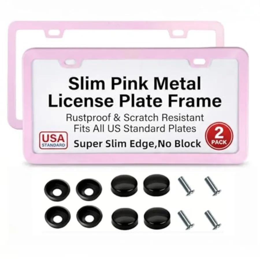 Fashion Super Slim Matte Cherry Blossom Pink Stainless Steel License Plate Frames, Weather Proof License Plate Cover for Women
Fashion Super Slim Matte Cherry Blossom Pink Stainless Steel License Plate Frames, Weather Proof License Plate Cover for Women