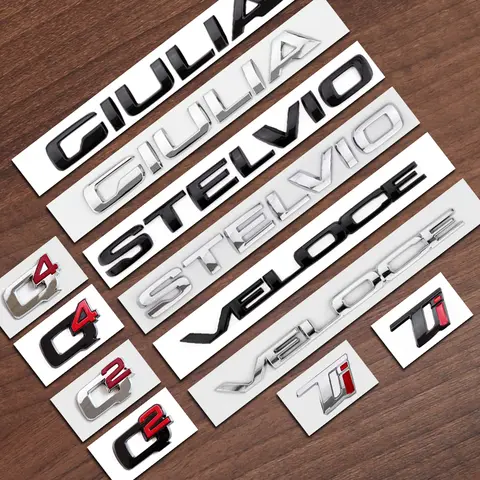 1 pz 3D ABS Q2 Q4 Giulia Stelvio Veloce Ti Distintivo Emblema Adesivi Per Auto Per Alfa Romeo Boot Posteriore Refit Tronco Etichetta Logo Accessori