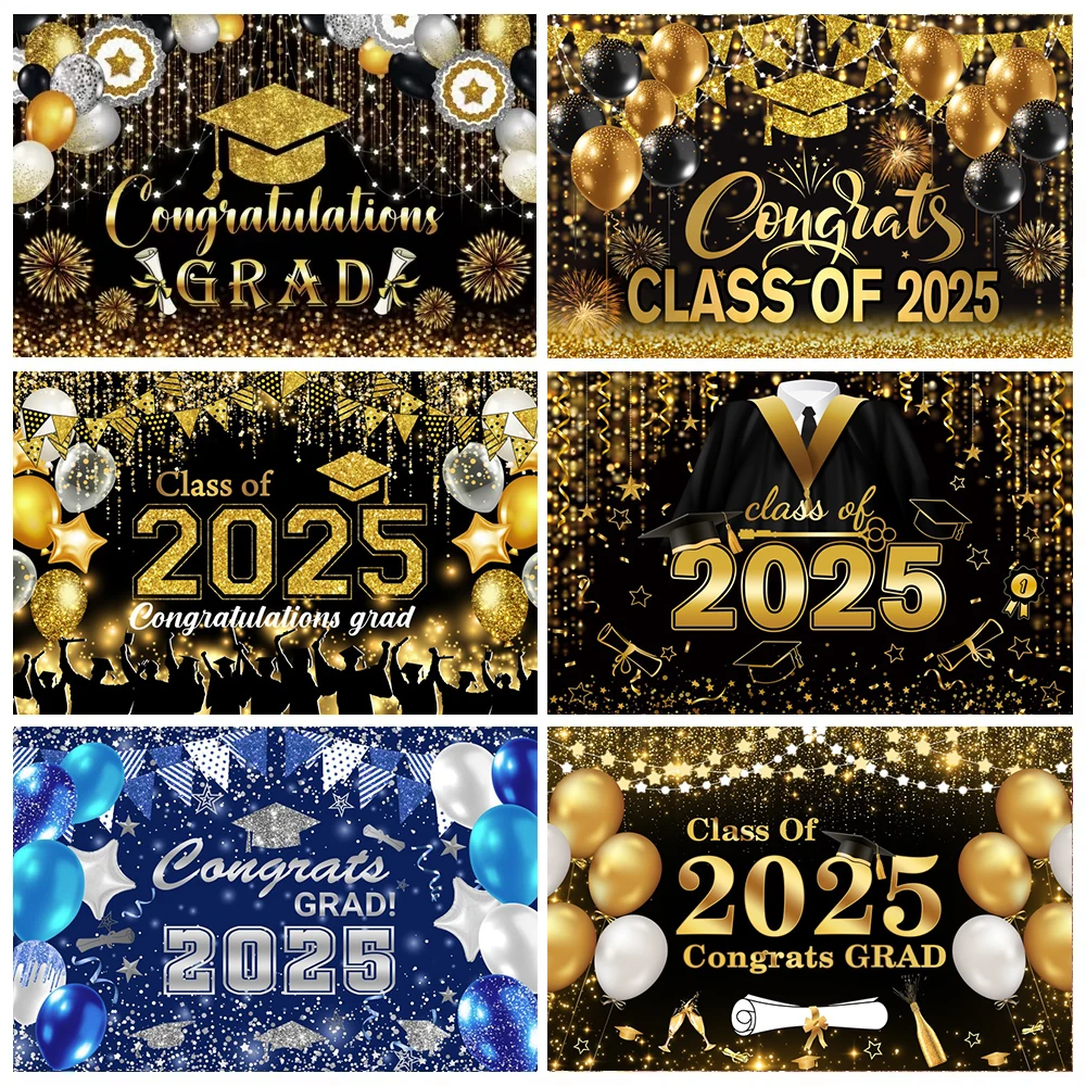 Happy Graduation Backdrop Glitter Balloon Bachelor Cap Congrates Grad Class of 2025 Graduates Party Photography Background Decor
Happy Graduation Backdrop Glitter Balloon Bachelor Cap Congrates Grad Class of 2025 Graduates Party Photography Background Decor