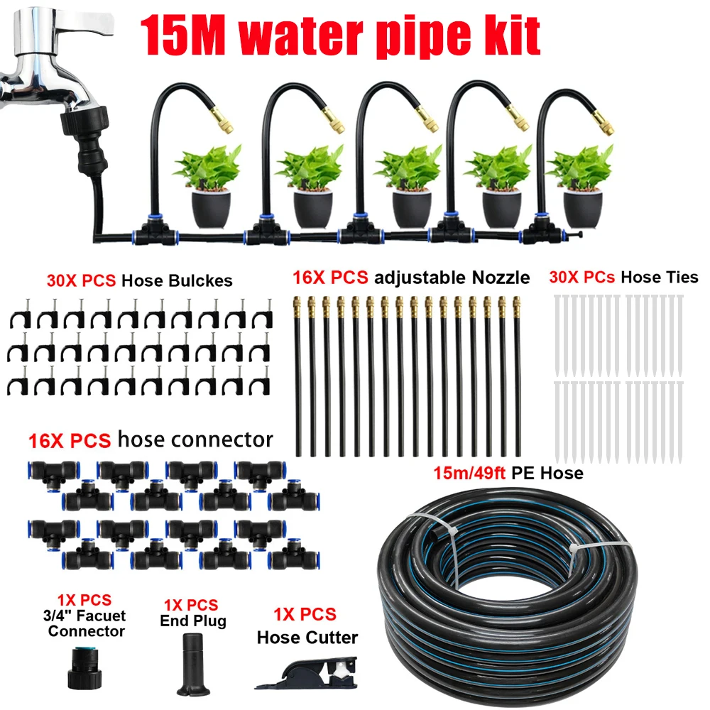 Garden Drip Irrigation System Portable 15m Automatic Watering with Adjustable Dripter Atomized Watering Set Gardening Hose
Garden Drip Irrigation System Portable 15m Automatic Watering with Adjustable Dripter Atomized Watering Set Gardening Hose
