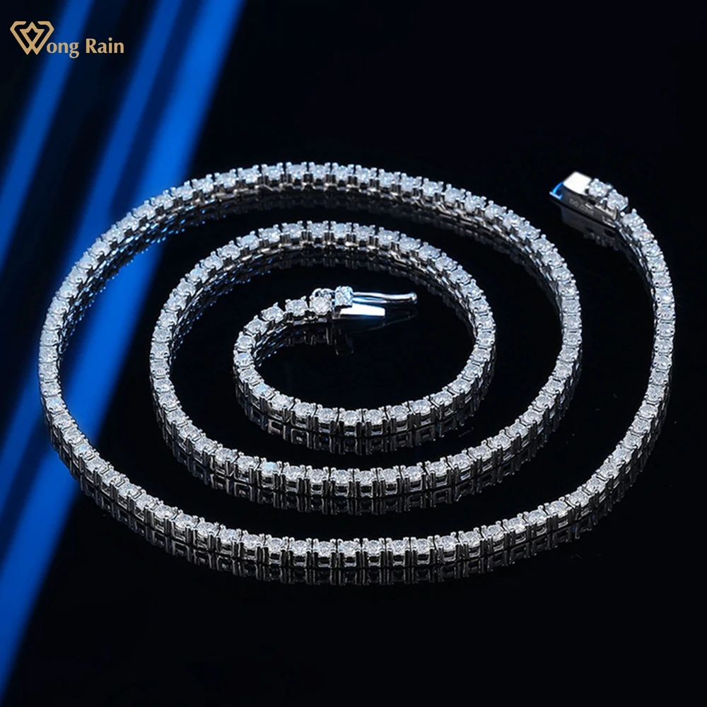 Wong Rain 925 Sterling Silver VVS1 3EX D Color 2MM Real Moissanite Diamonds Gemstone Tennis Chain Necklace Jewelry GRA Wholesale
Wong Rain 925 Sterling Silver VVS1 3EX D Color 2MM Real Moissanite Diamonds Gemstone Tennis Chain Necklace Jewelry GRA Wholesale