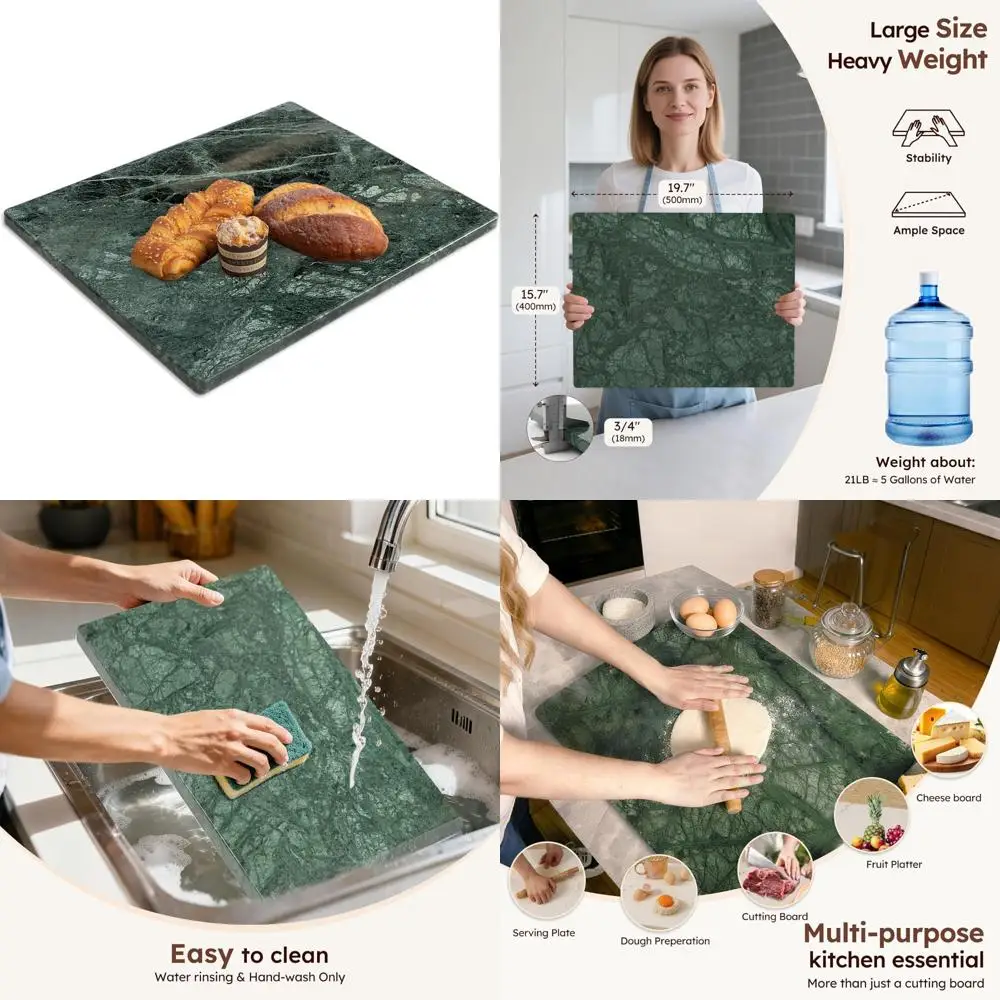 Large Green Marble Cutting Board 16x20 Inches for Kitchen, Ideal for Cheese, Serving, and Pastry Preparation
Large Green Marble Cutting Board 16x20 Inches for Kitchen, Ideal for Cheese, Serving, and Pastry Preparation