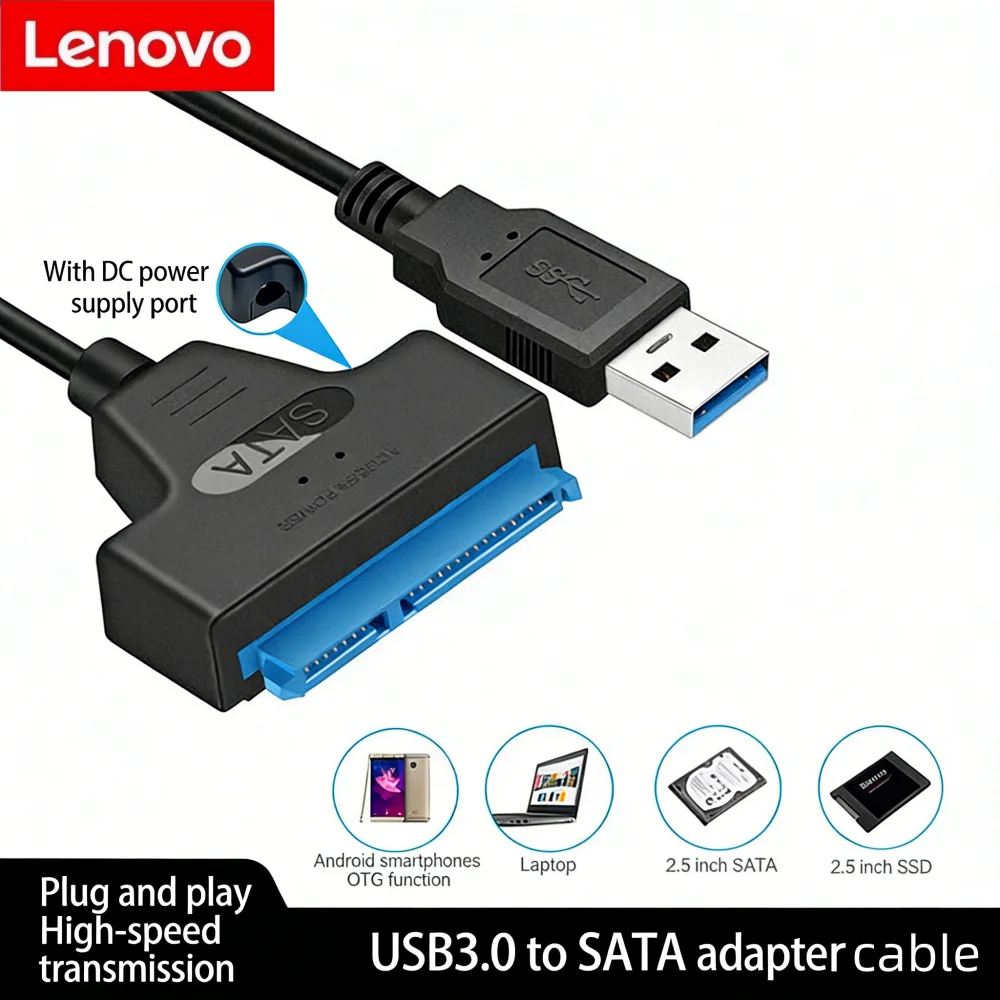 Кабель Lenovo SATA-USB3.0, скорость до 6 Гбит/с, для внешних жестких дисков и SSD-накопителей 2,5 дюйма, адаптер SATA 3 с 22-контактным разъемом, кабель USB 3.0-SATA III
Кабель Lenovo SATA-USB3.0, скорость до 6 Гбит/с, для внешних жестких дисков и SSD-накопителей 2,5 дюйма, адаптер SATA 3 с 22-контактным разъемом, кабель USB 3.0-SATA III