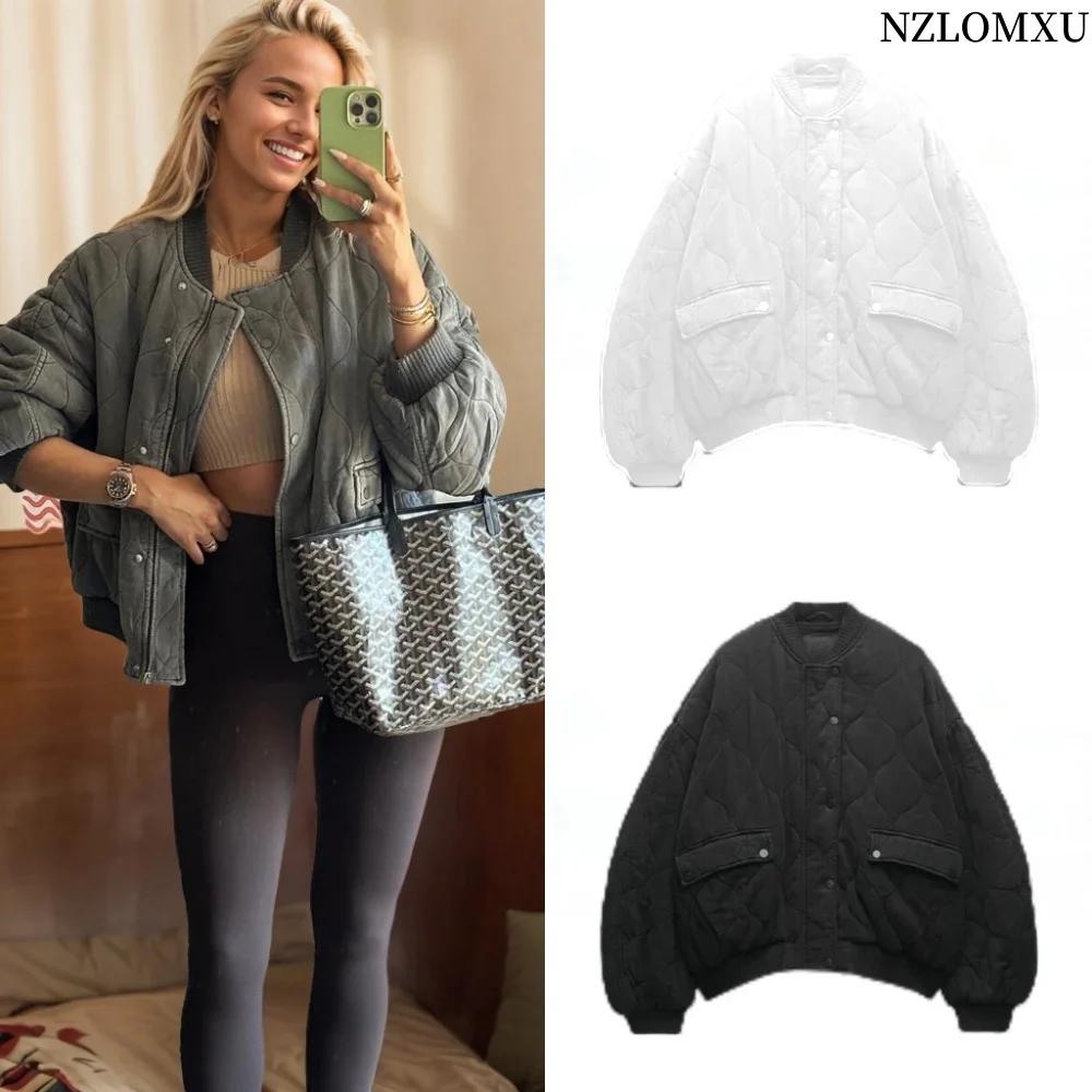 Women's Casual Grey Bomber Jacket Solid Spliced Cotton Long Sleeves Pocket Loose Winter Retro Women's Versatile Coats
Women's Casual Grey Bomber Jacket Solid Spliced Cotton Long Sleeves Pocket Loose Winter Retro Women's Versatile Coats