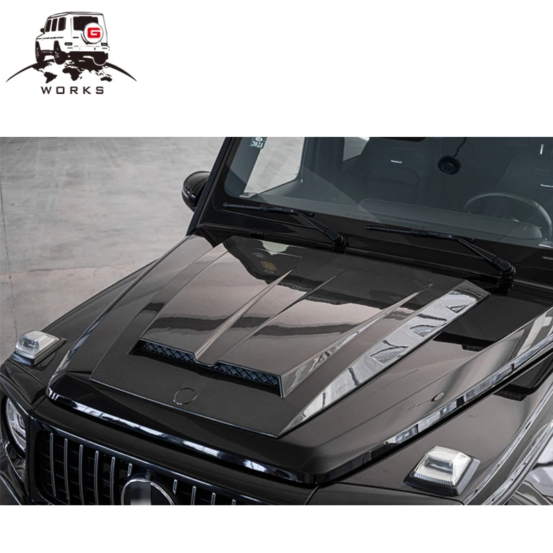 STLFG Class G Works W464 2019y~ G63 G350 G500 G550 Dry Carbon Fiber Front Hood W464 Front Bonnet (glossy/matte Carbon) 
STLFG Class G Works W464 2019y~ G63 G350 G500 G550 Dry Carbon Fiber Front Hood W464 Front Bonnet (glossy/matte Carbon)