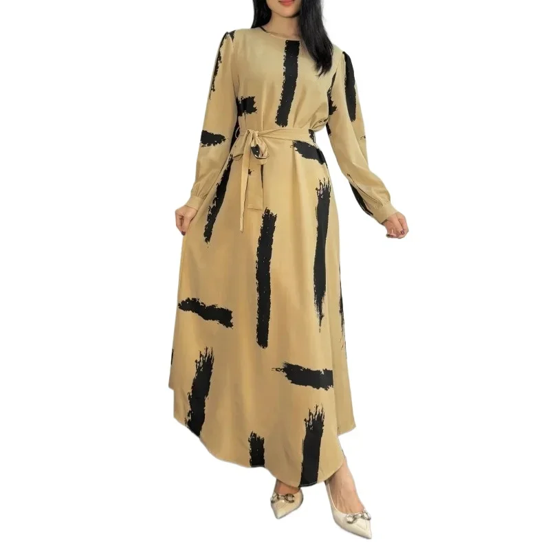 Muslim Dress Women Prayer Dresses Abayas Fashion Female O-neck Full Sleeve A-line Casual Long Ramadan Maxi Dresses With Belt
Muslim Dress Women Prayer Dresses Abayas Fashion Female O-neck Full Sleeve A-line Casual Long Ramadan Maxi Dresses With Belt