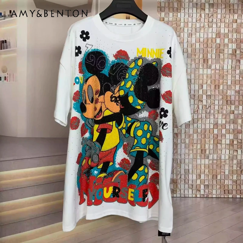 Fashion Autumn New Heavy Industry Full Diamond O-neck Tees Popular Cartoon Cute Oversized Loose Short Sleeved T-shirt Pullover
Fashion Autumn New Heavy Industry Full Diamond O-neck Tees Popular Cartoon Cute Oversized Loose Short Sleeved T-shirt Pullover
