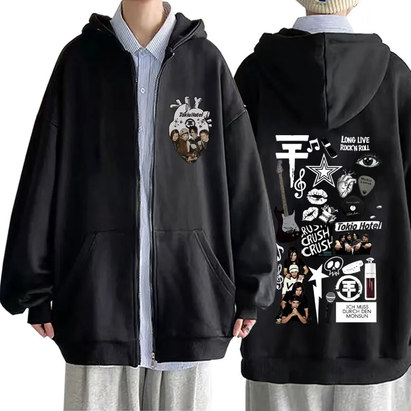 German Rock Band Tokio Hotel Logo Print Zipper Hoodie Men Women Hip Hop Punk Gothic Zip Up Jacket Men's Vintage Oversized Coat
German Rock Band Tokio Hotel Logo Print Zipper Hoodie Men Women Hip Hop Punk Gothic Zip Up Jacket Men's Vintage Oversized Coat