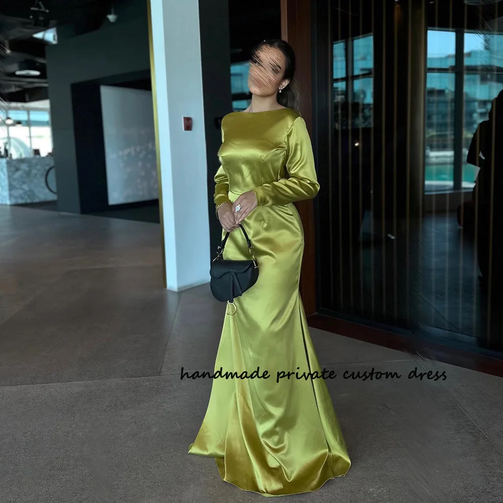 Saudi Arabic Mermaid Evening Dresses Long Sleeve Silk Satin Elegant Dubai Prom Party Dress Muslim Women Formal Evening Gowns
Saudi Arabic Mermaid Evening Dresses Long Sleeve Silk Satin Elegant Dubai Prom Party Dress Muslim Women Formal Evening Gowns