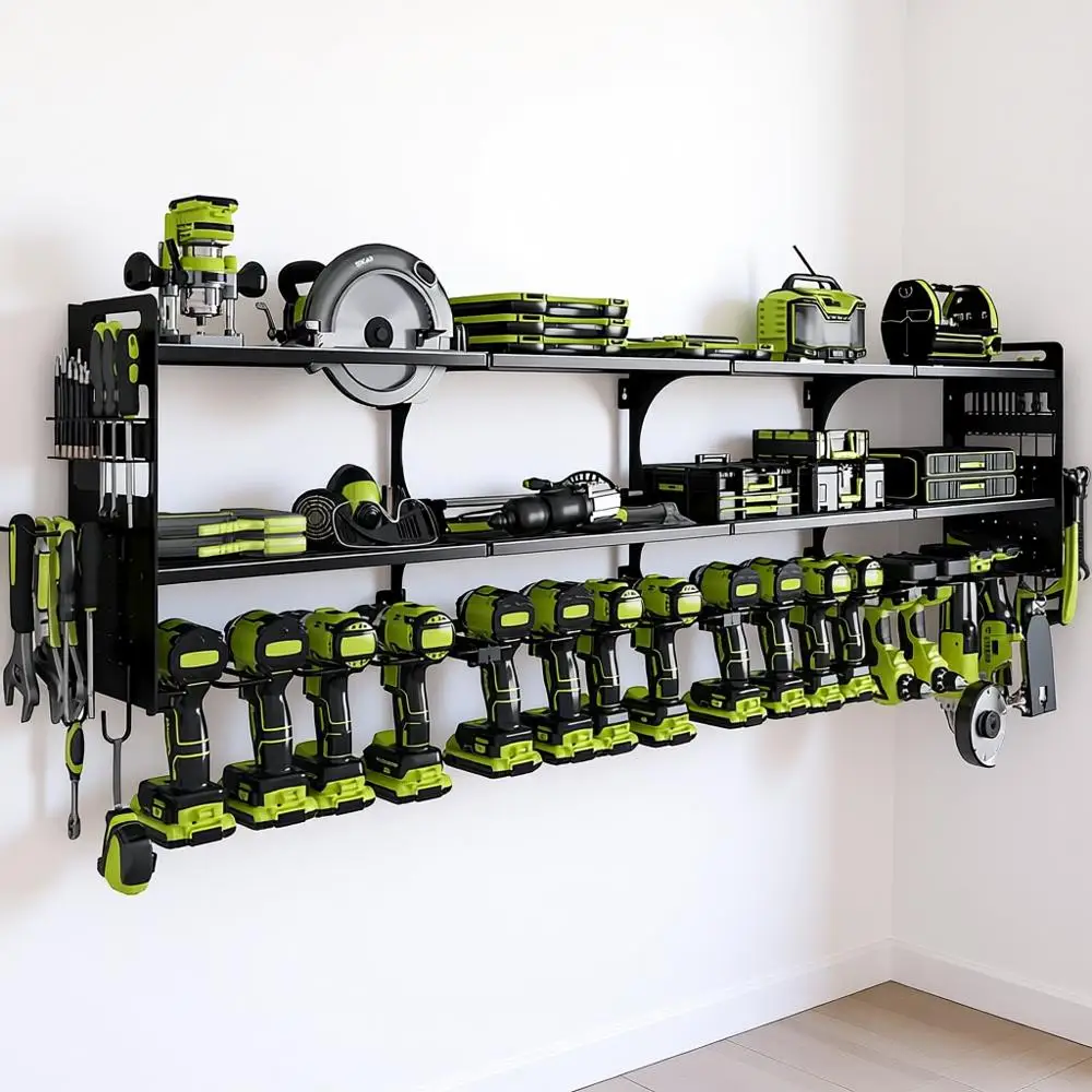 Настенный органайзер для электроинструментов, 16 слотов, 3-уровневый держатель для дрелей и кабелей с боковыми панелями-перфораторами, настенный органайзер для инструментов или G
Настенный органайзер для электроинструментов, 16 слотов, 3-уровневый держатель для дрелей и кабелей с боковыми панелями-перфораторами, настенный органайзер для инструментов или G