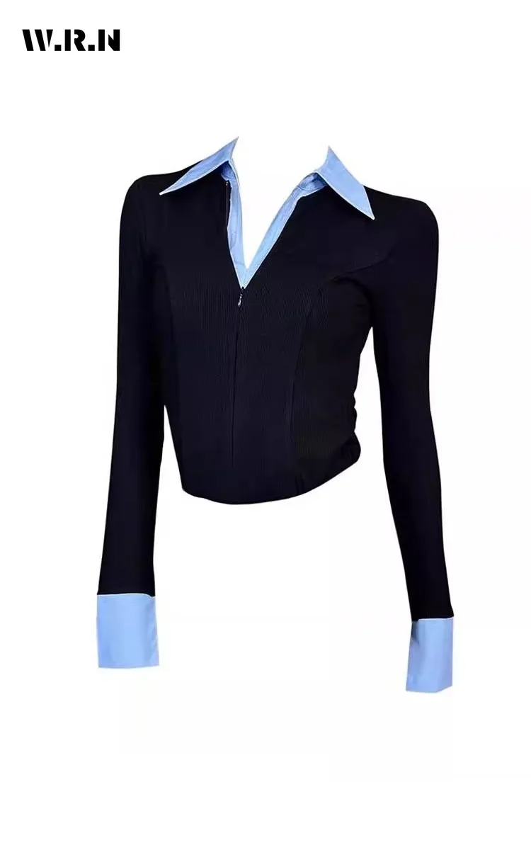 Casual Fake Two Piece Elegant Long Sleeve Shirts 2025 Autumn Women Classic Office Lady Zipper Knitted Patchwork Basics Blouse
Casual Fake Two Piece Elegant Long Sleeve Shirts 2025 Autumn Women Classic Office Lady Zipper Knitted Patchwork Basics Blouse
