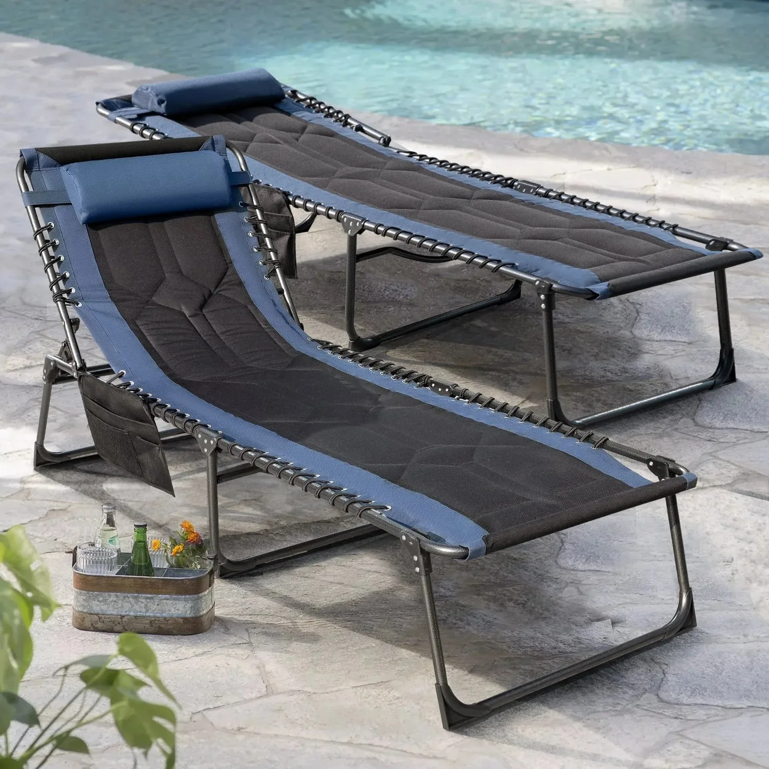 Portable Reclining Camping Chair, 3-in-1 Side Bag, Adjustable Pillow, 300 lbs, No Assembly for Beach, Park, Camping
Portable Reclining Camping Chair, 3-in-1 Side Bag, Adjustable Pillow, 300 lbs, No Assembly for Beach, Park, Camping