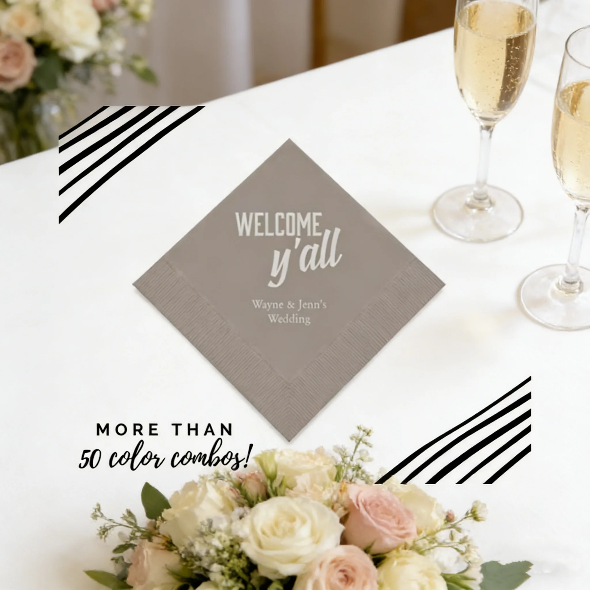 50pcs Custom Welcome Y'all Party Napkins, 50pcs Personalized Printed Paper Wedding Housewarming Decor Supplies
50pcs Custom Welcome Y'all Party Napkins, 50pcs Personalized Printed Paper Wedding Housewarming Decor Supplies