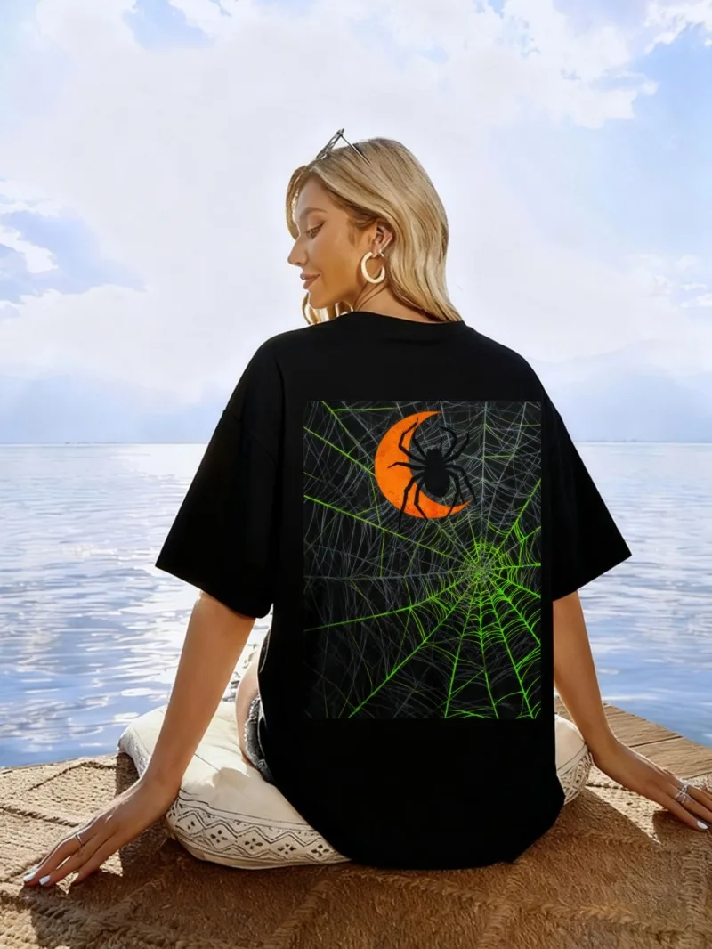 Женская футболка с принтом, черная паутина, украшение на Хэллоуин, круглый воротник с принтом, летний повседневный топ для отдыха
Женская футболка с принтом, черная паутина, украшение на Хэллоуин, круглый воротник с принтом, летний повседневный топ для отдыха