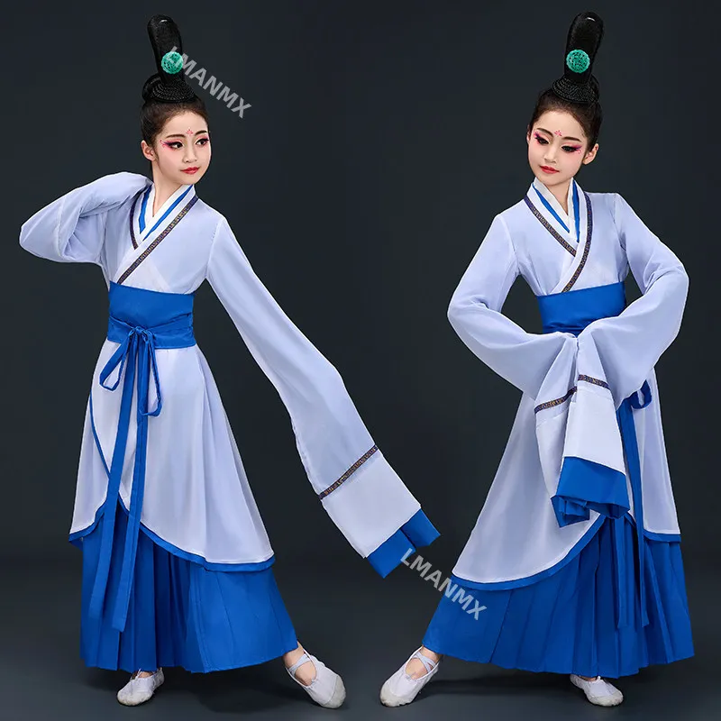 Children's Water Sleeve Classical Dance Performance Costume Dance Costume Girls' Etiquette Land Hanfu
Children's Water Sleeve Classical Dance Performance Costume Dance Costume Girls' Etiquette Land Hanfu