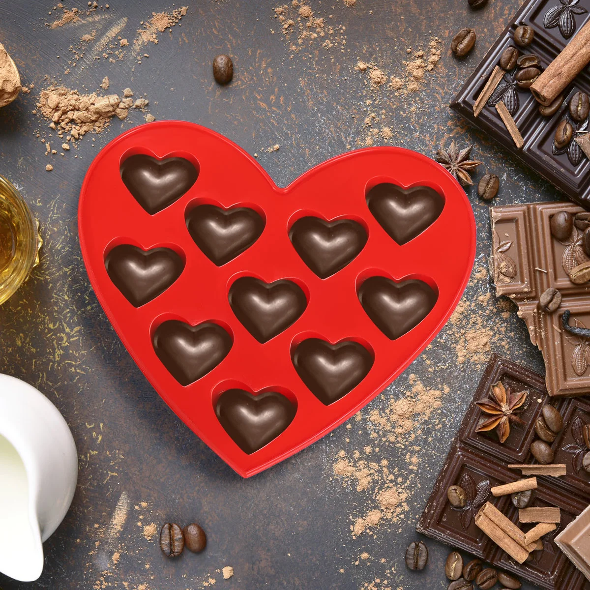 BESTOMZ 10 Cavity Heart Shaped Silicone DIY Chocolate Candy Cupcake Jelly Baking Mould Ice Cube Tray (Red)
BESTOMZ 10 Cavity Heart Shaped Silicone DIY Chocolate Candy Cupcake Jelly Baking Mould Ice Cube Tray (Red)