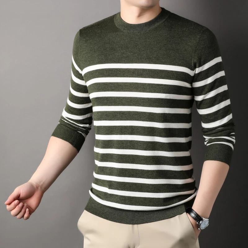 High-quality Business Casual Striped O-neck Knitted Sweater. Youth Casual Autumn Warm Sweater.Stretchable
High-quality Business Casual Striped O-neck Knitted Sweater. Youth Casual Autumn Warm Sweater.Stretchable