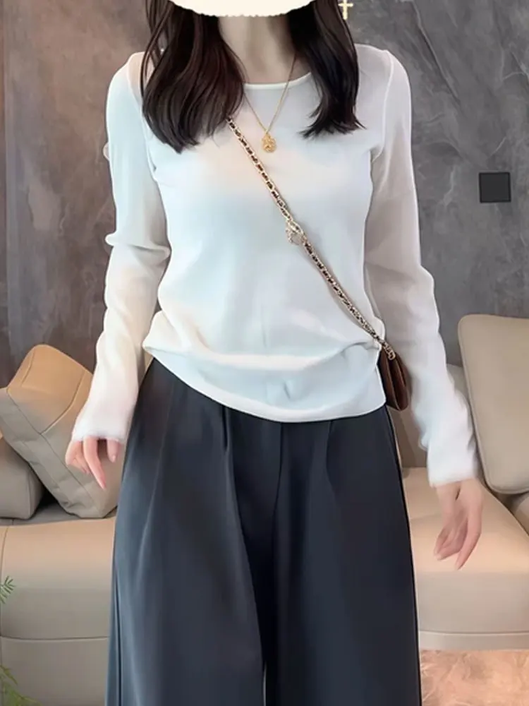 Loose Fit Long Sleeve Knitwear Women's Style Versatile Inner Wear Slimming Base Shirt Top Spring Autumn New Arrival
Loose Fit Long Sleeve Knitwear Women's Style Versatile Inner Wear Slimming Base Shirt Top Spring Autumn New Arrival