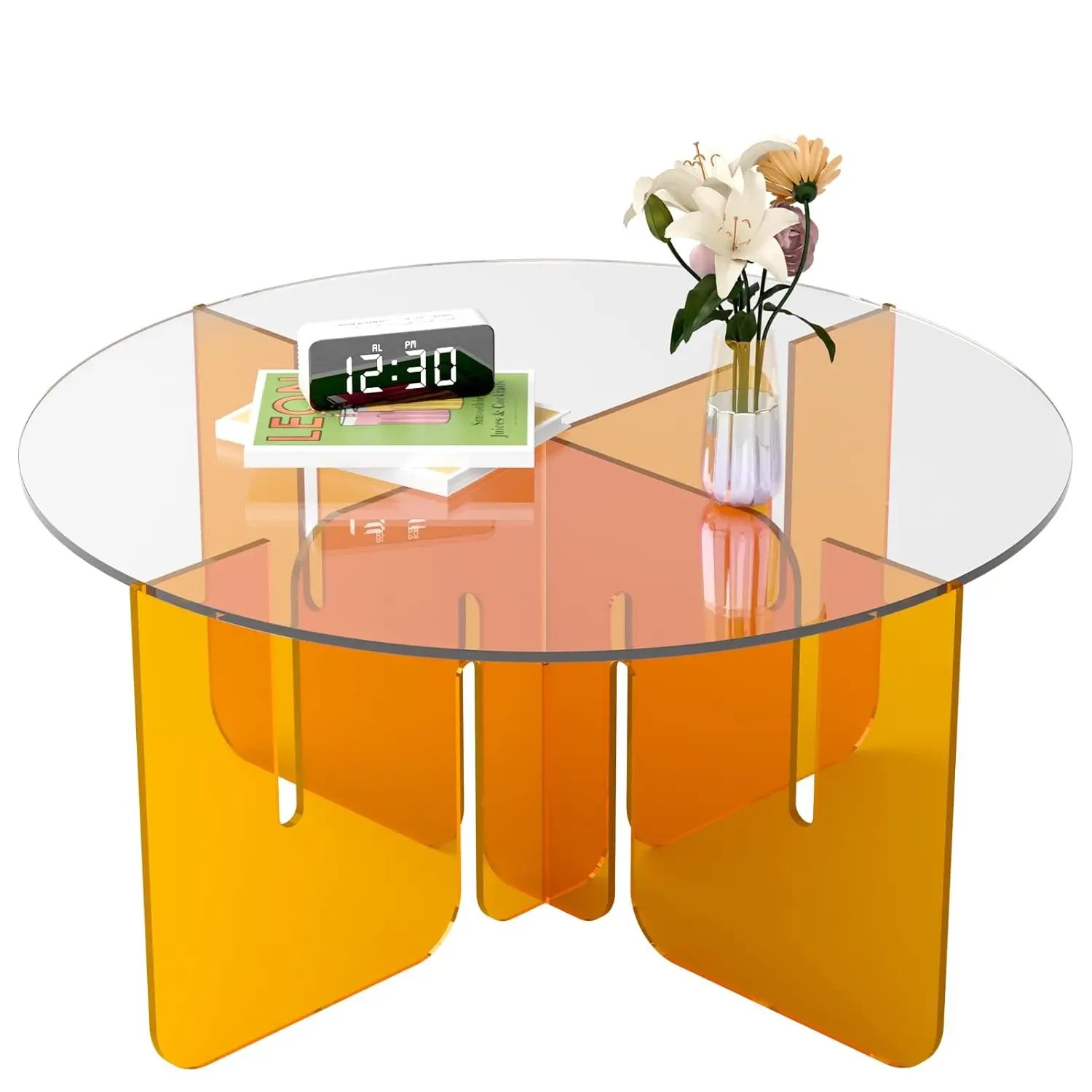 Round Coffee Table for Living Room, 31" L x 16" H Acrylic Coffee Table, Orange Modern Coffee Tables for Living, Customized
Round Coffee Table for Living Room, 31" L x 16" H Acrylic Coffee Table, Orange Modern Coffee Tables for Living, Customized