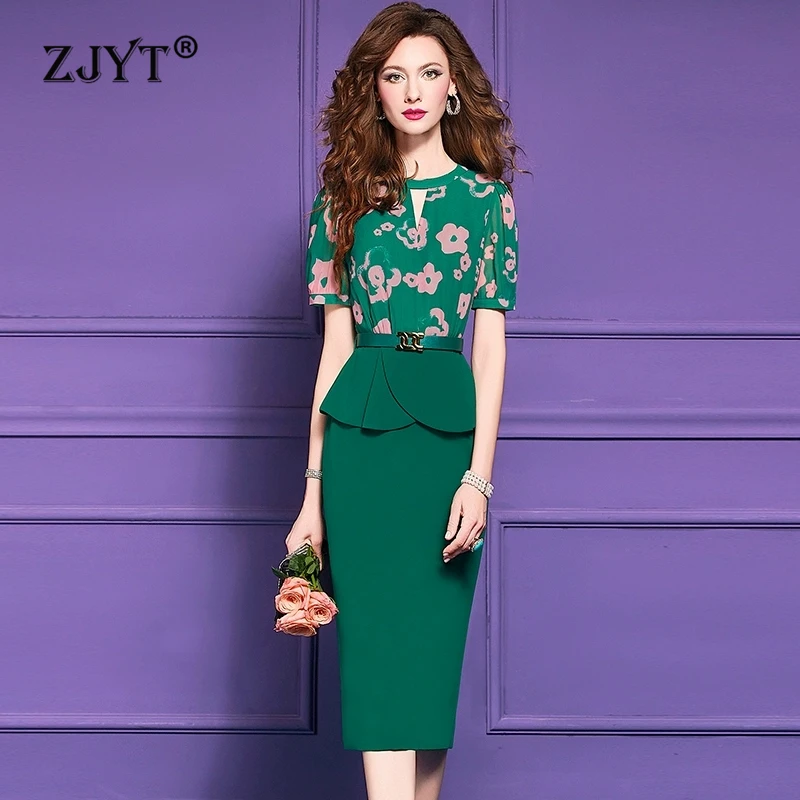 ZJYT Elegant Green Print Patchwork One Piece Pencil Dress for Women Office Work Wear Plus Size Short Sleeve Midi Business Dress
ZJYT Elegant Green Print Patchwork One Piece Pencil Dress for Women Office Work Wear Plus Size Short Sleeve Midi Business Dress